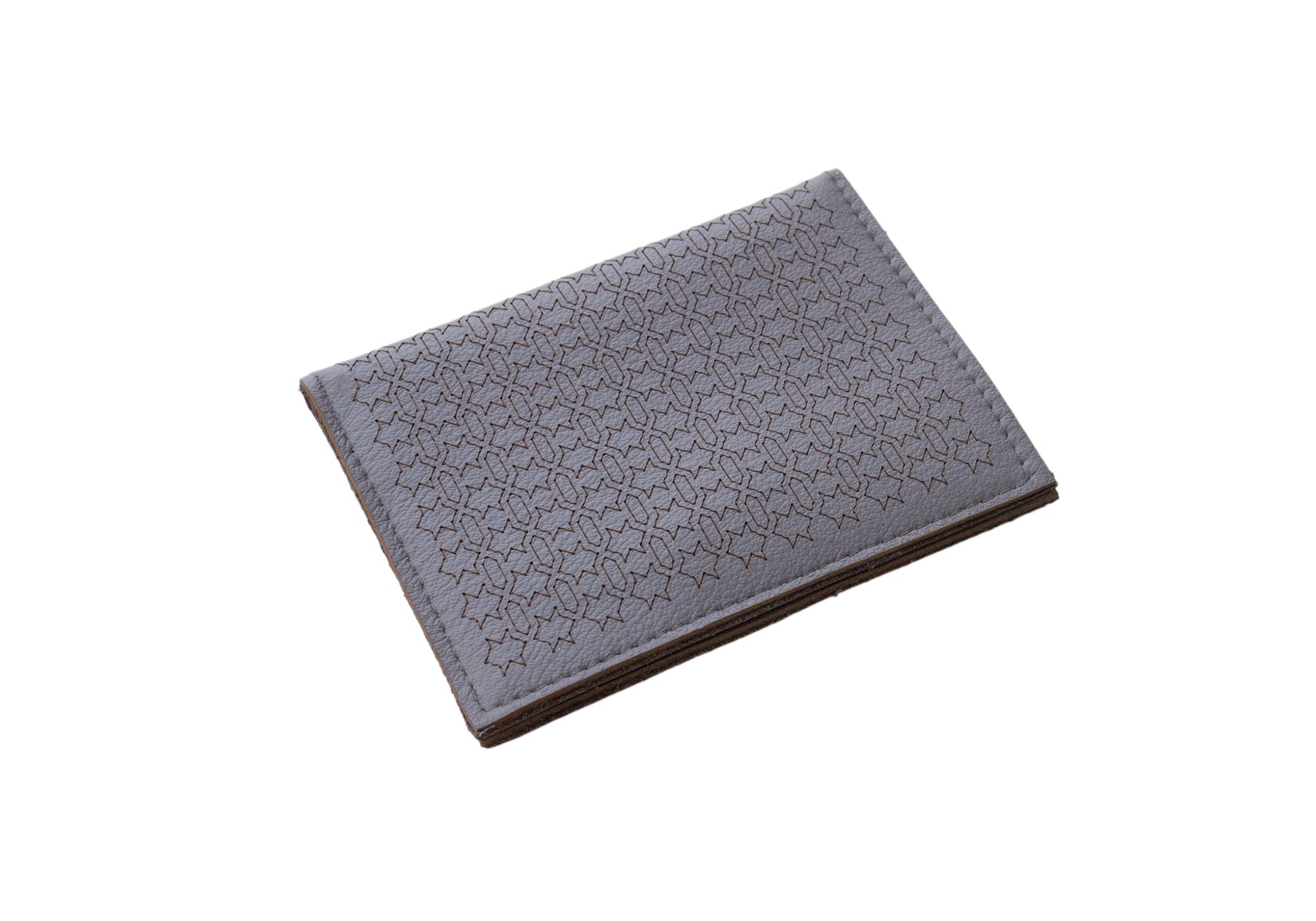 taupe estrella leather card case
