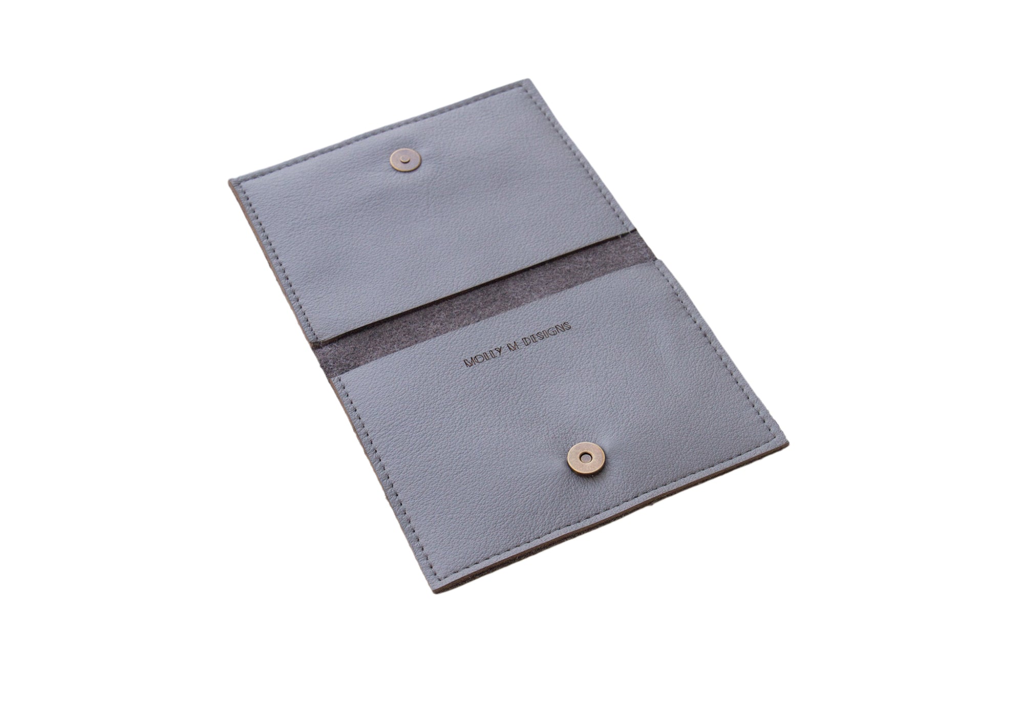 taupe estrella leather card case