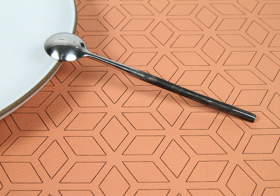 coral leather placemat