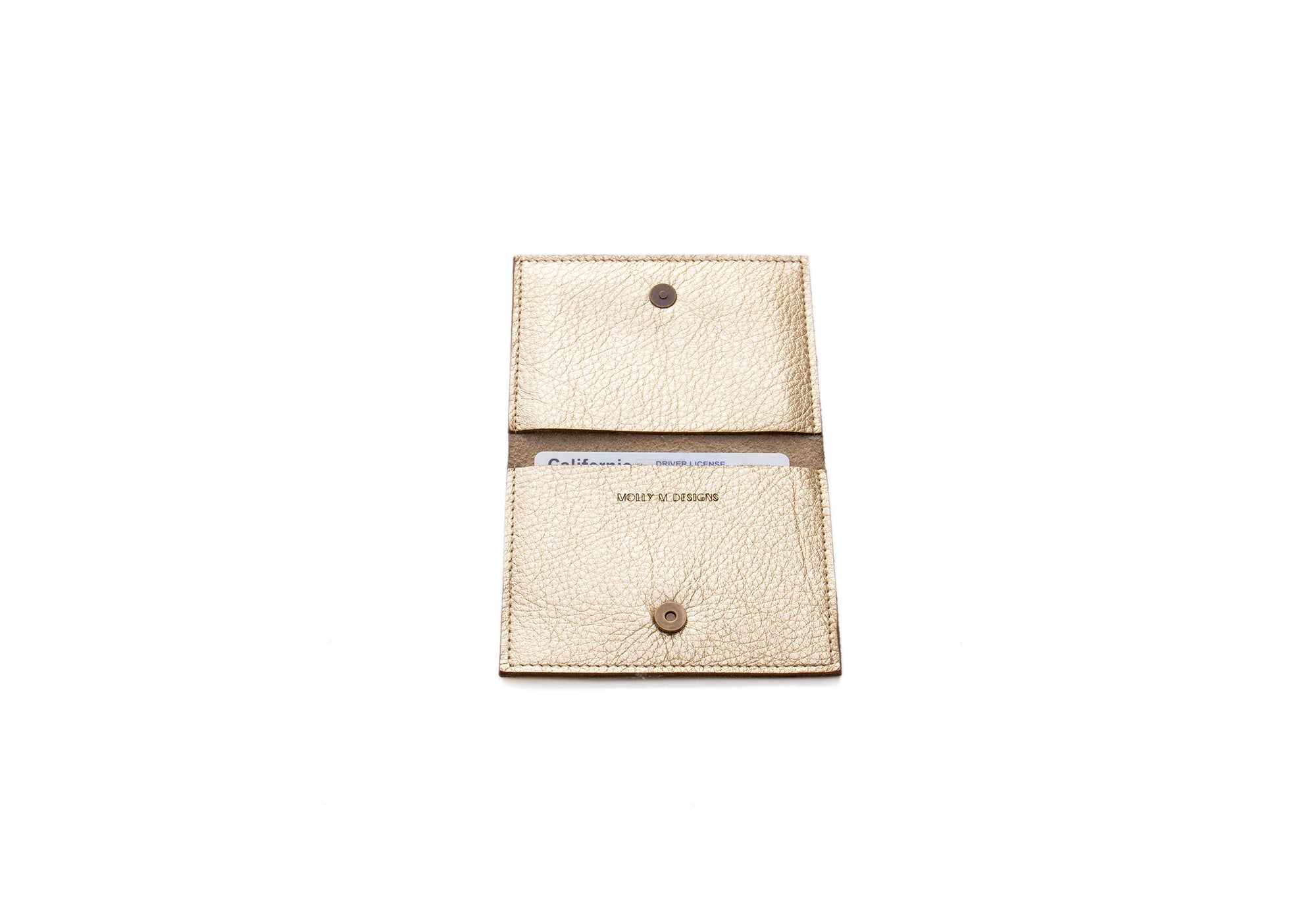 gold leather card case