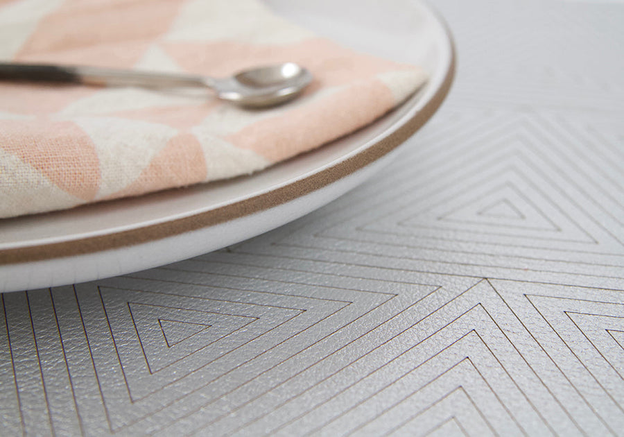 silver leather placemat