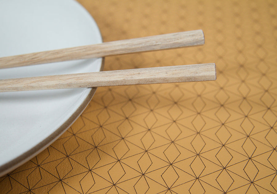 mustard leather placemat