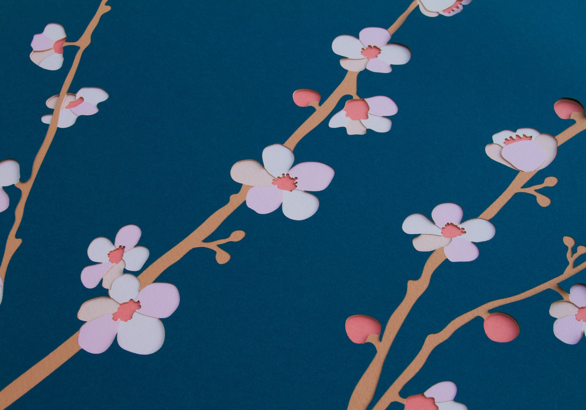 teal cherry blossoms